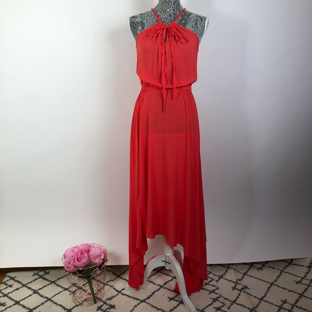Elan coral flowy maxi dress